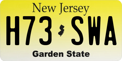 NJ license plate H73SWA
