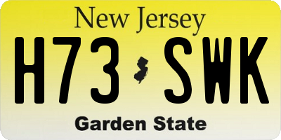NJ license plate H73SWK