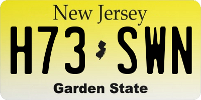 NJ license plate H73SWN