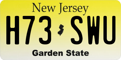 NJ license plate H73SWU