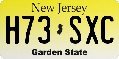 NJ license plate H73SXC