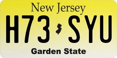 NJ license plate H73SYU