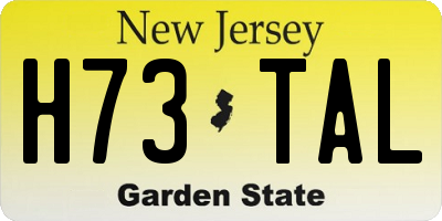 NJ license plate H73TAL