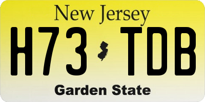NJ license plate H73TDB
