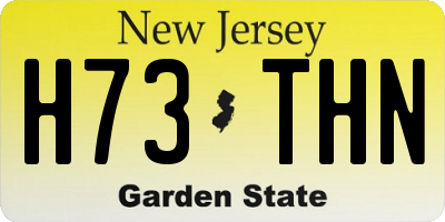 NJ license plate H73THN