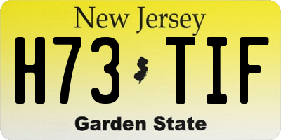 NJ license plate H73TIF