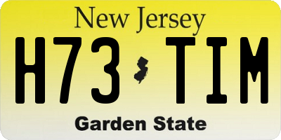 NJ license plate H73TIM