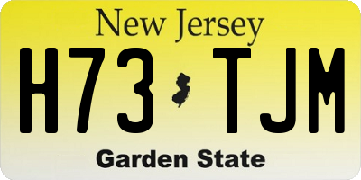 NJ license plate H73TJM