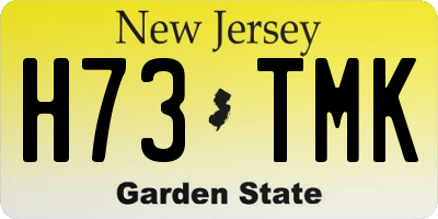 NJ license plate H73TMK