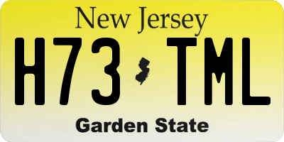 NJ license plate H73TML