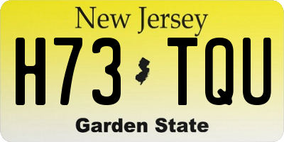 NJ license plate H73TQU