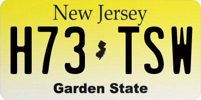 NJ license plate H73TSW