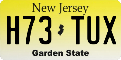 NJ license plate H73TUX