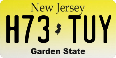 NJ license plate H73TUY