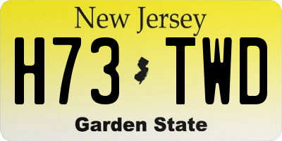 NJ license plate H73TWD