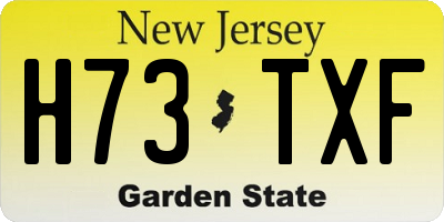 NJ license plate H73TXF
