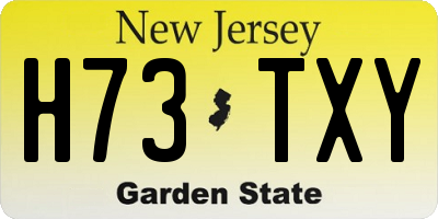NJ license plate H73TXY