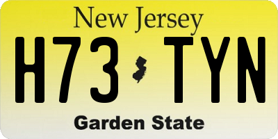 NJ license plate H73TYN
