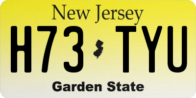 NJ license plate H73TYU