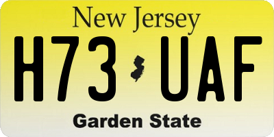 NJ license plate H73UAF