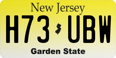 NJ license plate H73UBW
