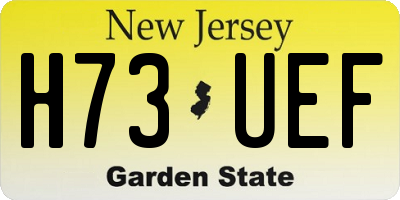 NJ license plate H73UEF