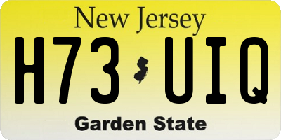 NJ license plate H73UIQ