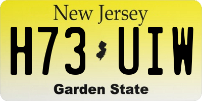 NJ license plate H73UIW