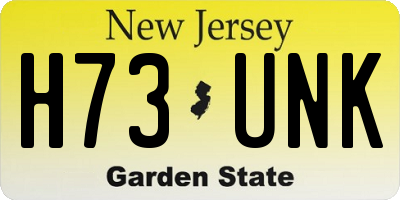 NJ license plate H73UNK