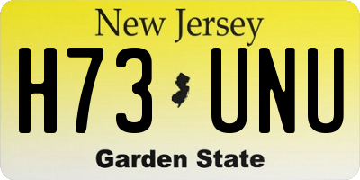 NJ license plate H73UNU