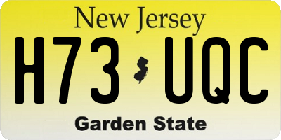 NJ license plate H73UQC