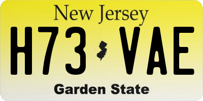 NJ license plate H73VAE