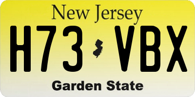 NJ license plate H73VBX