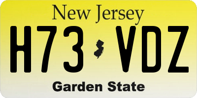 NJ license plate H73VDZ