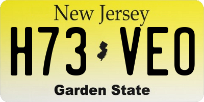 NJ license plate H73VEO