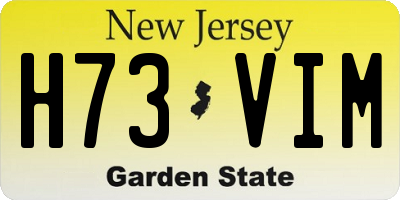 NJ license plate H73VIM