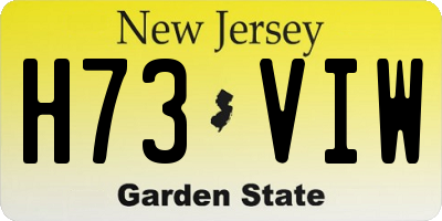 NJ license plate H73VIW
