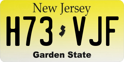 NJ license plate H73VJF