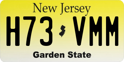 NJ license plate H73VMM