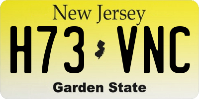 NJ license plate H73VNC
