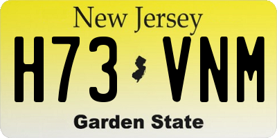 NJ license plate H73VNM