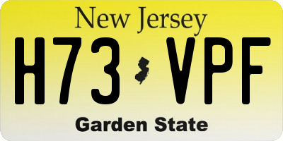 NJ license plate H73VPF