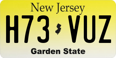 NJ license plate H73VUZ