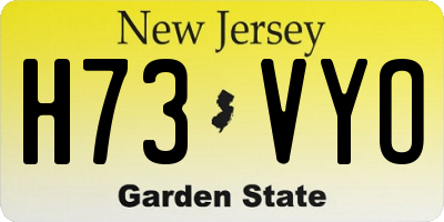 NJ license plate H73VYO