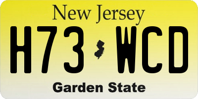 NJ license plate H73WCD
