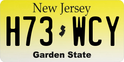 NJ license plate H73WCY