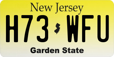 NJ license plate H73WFU