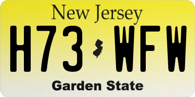 NJ license plate H73WFW