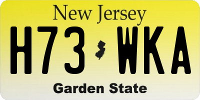 NJ license plate H73WKA