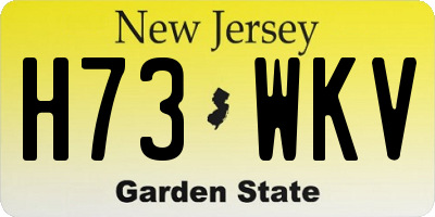 NJ license plate H73WKV